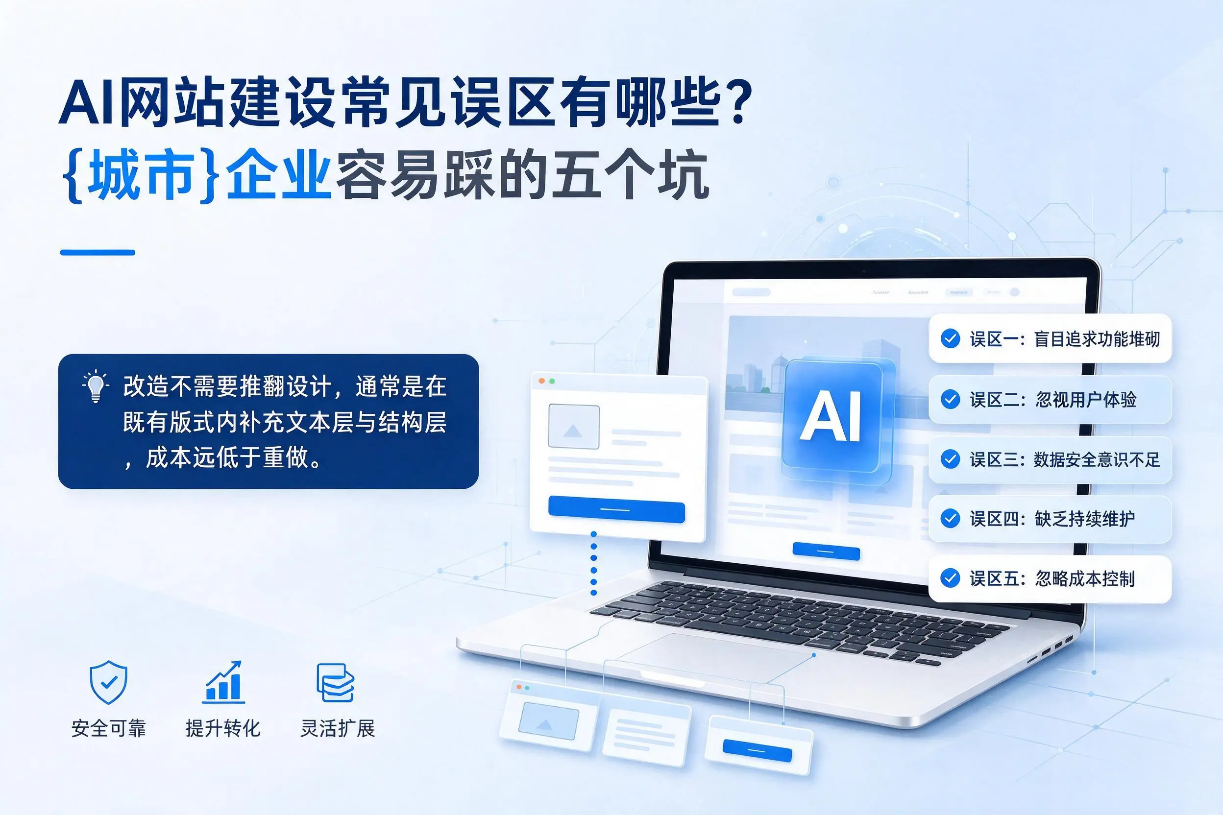 AI网站建设常见误区有哪些？神农架企业容易踩的五个坑