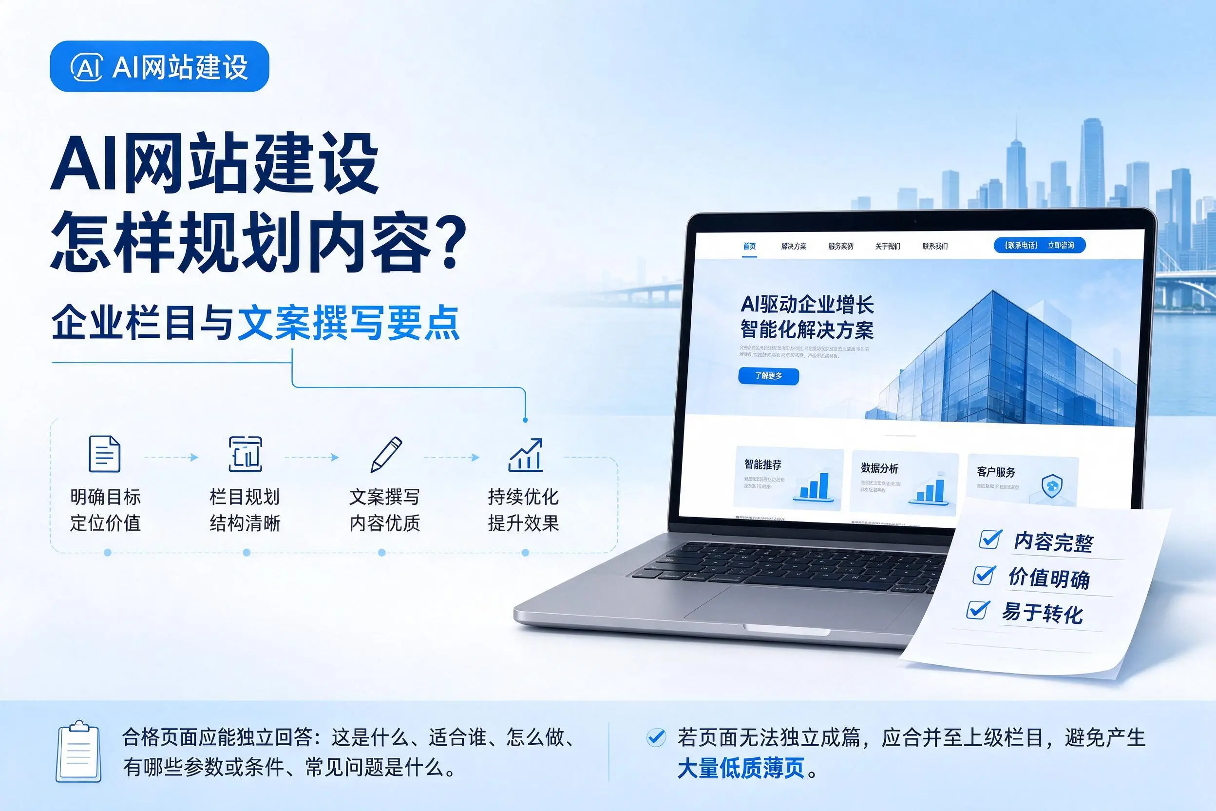 AI网站建设怎样规划内容?神农架企业栏目与文案撰写要点